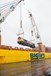 GBRf 66775 is lifted from the Happy Dragon at Newport Docks. 