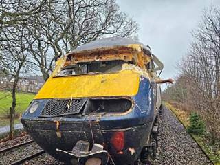 A ScotRail driver escaped injury on December 27, when his Inter7City train struck a fallen tree. PAUL MCSWEENEY MSP/ASLEF