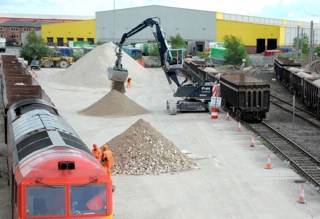 DB and Cemex's 'pop up' depot at Warrington. DB CARGO.