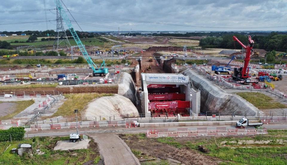 The 6,200-tonne Fulfen Wood bridge structure was moved into place in July 2023. CHRIS HOWE.