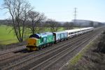 EPR 37218 in its HVO green livery hauls former Southeastern 466001 and 465920 passed Loughborough South Junction on March 18, taking them from Ely Papworth Sidings to Kingsbury Emr Sidings. DARREN WETHERALL. 