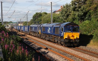 DRS 66434 and 66430 pass Hest Bank. PHIL METCALFE.