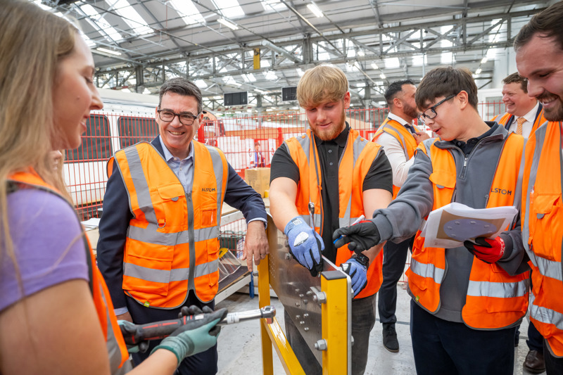 Andy Burnham visits Alstom to unveil education system changes