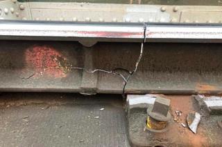UK broken rail closeup. NETWORK RAIL