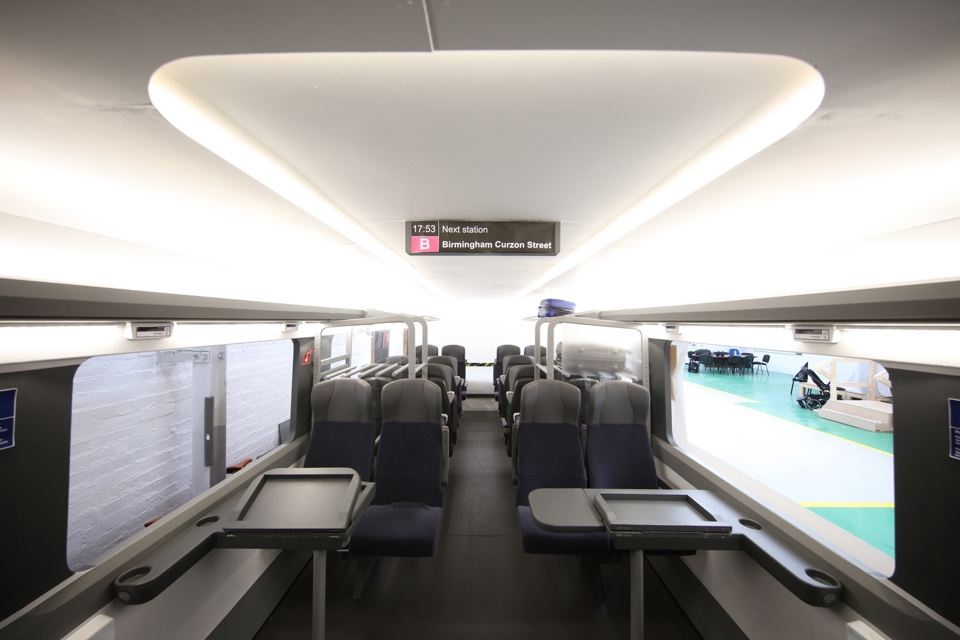 A mock-up of the interior of a Class 895 HS2 train. HS2 LTD.