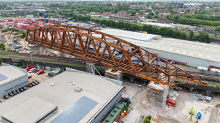 Curzon 2 viaduct almost in its final resting place over Birmingham's Cross City line, after the weekend blockade in late May.