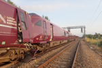 East Midlands Railway 360015 and 810015 after colliding at Elstow on June 19. RAIB.