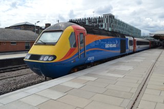 EMT 43073 at Nottingham on July 29 2016. More Midland Main Line expresses such as this should call at Luton Airport Parkway according to London Luton Airport's Chief Executive. RICHARD CLINNICK.