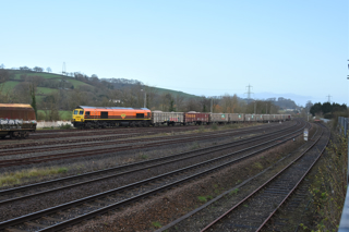 Freightliner 59102 arrives at Exeter Riverside on March 28 with the final loaded stone train, the 0524 from Westbury Tarmac Sidings to Exeter Riverside Hanson Sidings. DAVID HUNT.