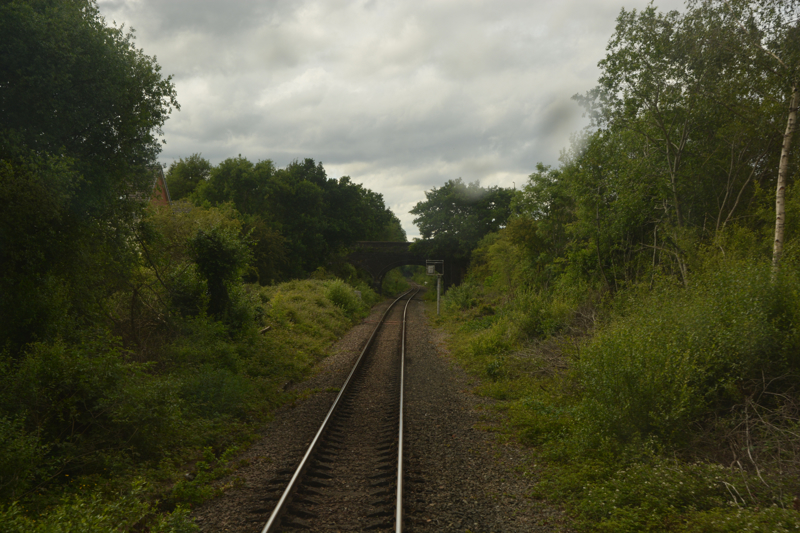 The view from the cab while travelling along the freight-only route between Hazel Grove High Level Junction and Northenden Junction. DAVID STUBBINGS.