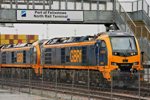 GBRf 99001 and 99002 under a Port of Felixstowe sign on Sunday February 15. GB RAILFREIGHT.