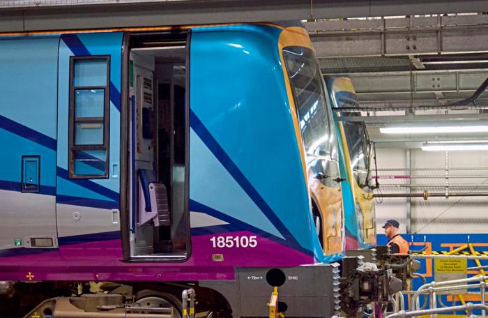 TPE 185105 sits on 8 Road in Ardwick Depot on March 16. Behind it is 185137 undergoing a B exam. The class has been in service with TPE for 20 years. PHILIP HAIGH 