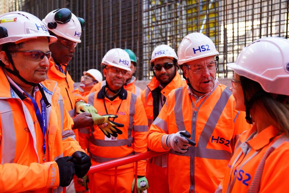 HS2 Ltd Chief Executive Mark Wild speaks to workers in May, after Tunnel Boring Machine Mary Ann broke through at Washwood Heath depot. Wild has noted critical gaps in the company for commercial, technical, assurance, control and finance expertise. ALAMY.