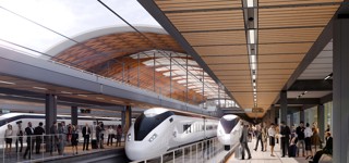 An artist's impression of HS2 trains at Birmingham Curzon Street