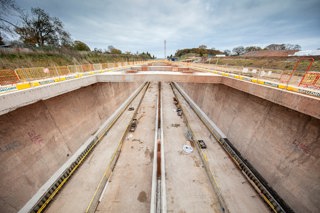 HS2 green tunnel under construction at Burton Green, Warwickshire