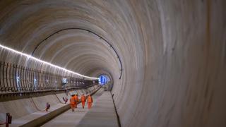 HS2 Long Itchington  tunnel walk with rail workers inside. HS2 LTD