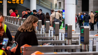 Passenger going through the ticket gatelines
