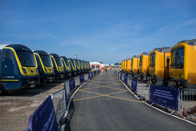 Stored trains visible at Rail Live included SWR Class 701s and former West Midlands Railway Class 323s. JACK BOSKETT/RAIL.