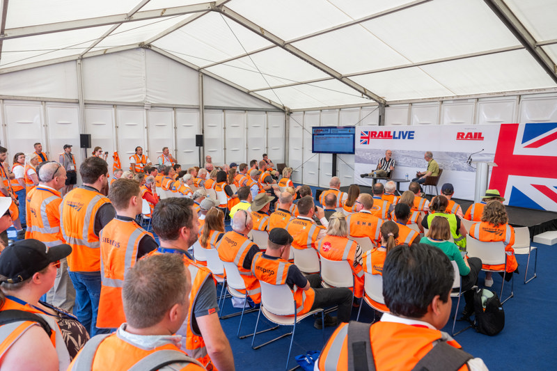 Rail Live's Policy Theatre was full for Andrew Haines' fireside chat with RAIL Editor Dickon Ross. JACK BOSKETT/RAIL.