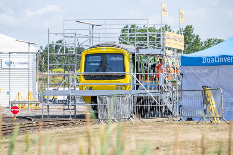 alto showed off its Modular Access Products over an off-lease Class 323 at Rail Live. JACK BOSKETT/RAIL.