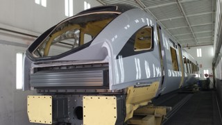 A driving vehicle from a CAF Class 397 electric multiple unit for TransPennine Express. TPE.