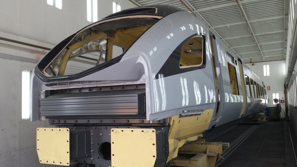 A driving vehicle from a CAF Class 397 electric multiple unit for TransPennine Express. TPE.