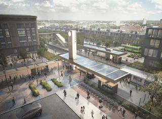 An example of an entrance for the HUB station. The Network Rail HUB station has been developed after an initial design competition which was won by Edinburgh-based architect 7N. NETWORK RAIL.
