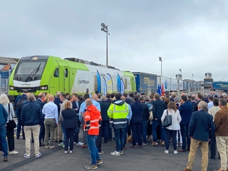 Launch of Ro Ro Rail at Cherbourg on July 18 2025. NIGEL WONNACOTT/BRITTANY FERRIES.