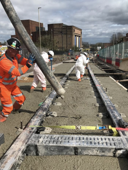 Concrete in place for Dudley line