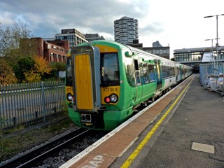 Southern 377613 at East Croydon on November 26 2013. RICHARD CLINNICK.