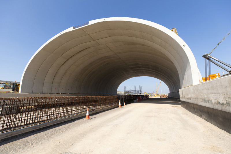 The first stage of the bat mitigation structure being built in April 2025. HS2 LTD.