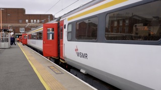 The campaign train waits at Walsall station. WSMR’s proposals would give Walsall a new direct link to London.
