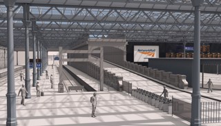 An artist’s impression of the lengthened Platform 12 at Edinburgh Waverley. NETWORK RAIL. 